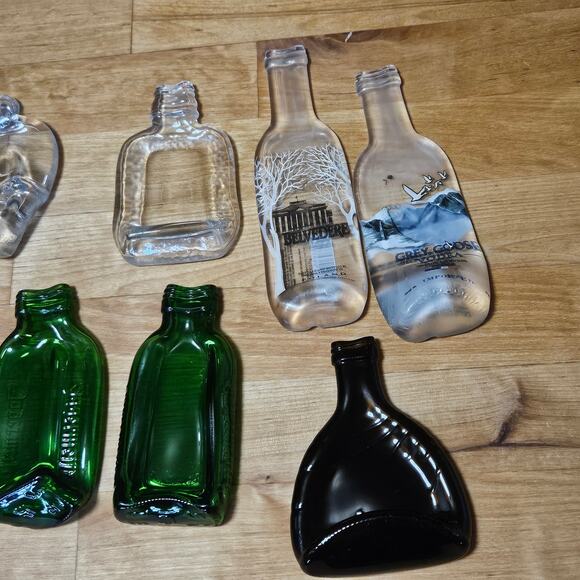 Flat Fused Melted Mini Liquor Bottles Alcohol Bar Art Craft Supplies Clear Green - Picture 3 of 6